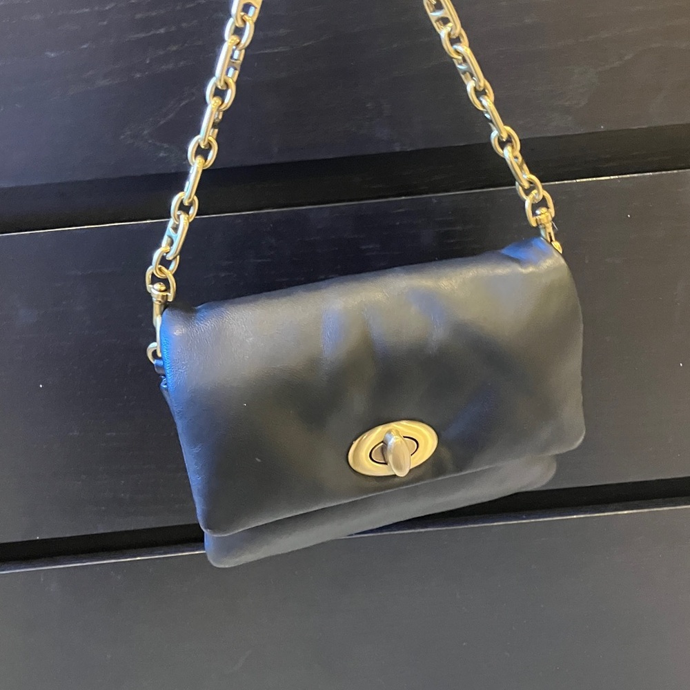 Black Leather Pillow Mini Shoulder Bag
